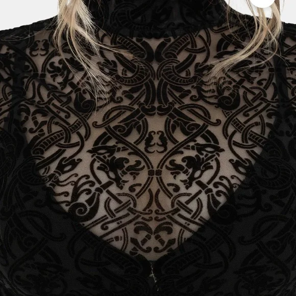 Disturbia Black Sheer Lace Blouse - Picture 2 of 8
